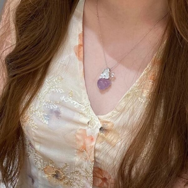 High-end custom Pink Chalcedony Gourd necklace 925 silver .JW01 - Image 5