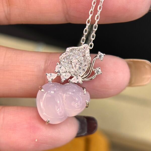 High-end custom Pink Chalcedony Gourd necklace 925 silver .JW01 - Image 6