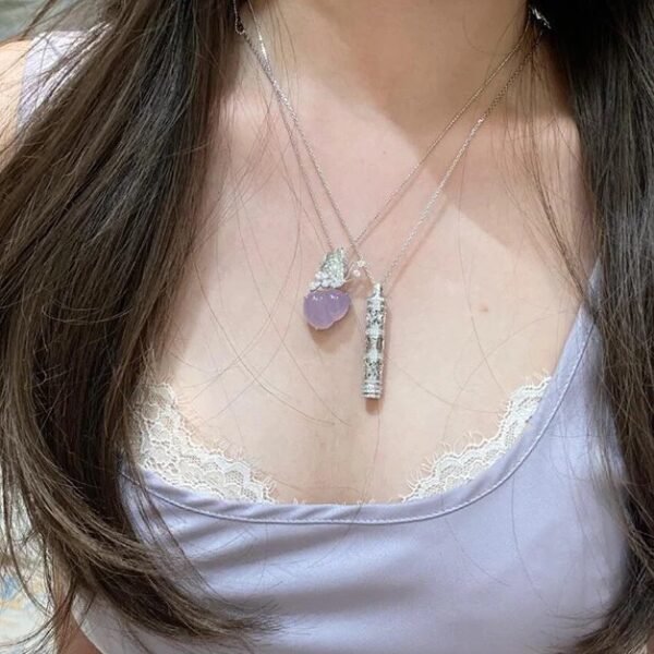 High-end custom Pink Chalcedony Gourd necklace 925 silver .JW01 - Image 7