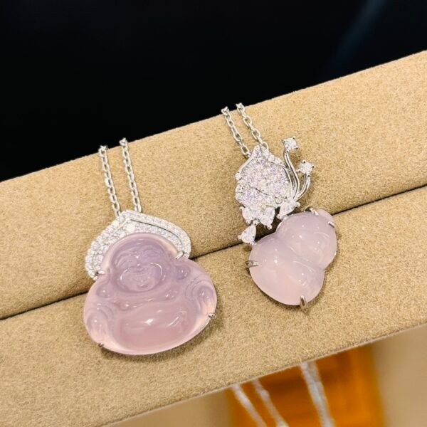 High-end custom Pink Chalcedony Gourd necklace 925 silver .JW01 - Image 8