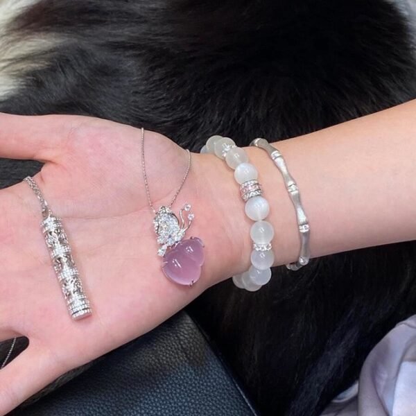 High-end custom Pink Chalcedony Gourd necklace 925 silver .JW01 - Image 9