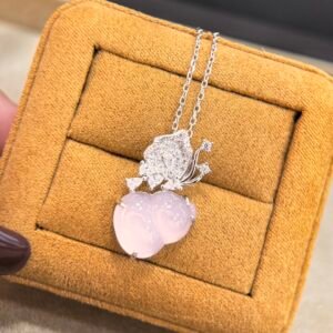 High-end custom Pink Chalcedony Gourd necklace 925 silver .JW01