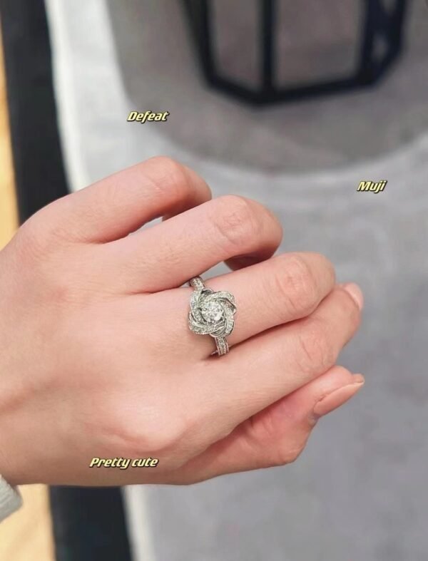 Windmill geometric flower Ring 925 sterling silver electroplated thick Gold .JW01 - Image 4