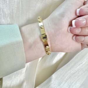 Six Shining Diamond with cc logo stainless steel material gold plated .JW01