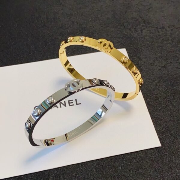 Six Shining Diamond with cc logo stainless steel material gold plated .JW01 - Image 3