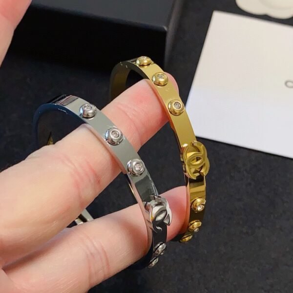 Six Shining Diamond with cc logo stainless steel material gold plated .JW01 - Image 9