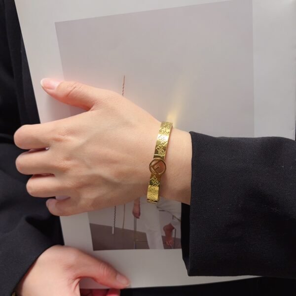 Stainless steel hollow F letter gold and silver Bracelet .JW01 - Image 2