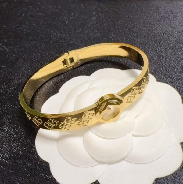 Stainless steel hollow F letter gold and silver Bracelet .JW01 - Image 4