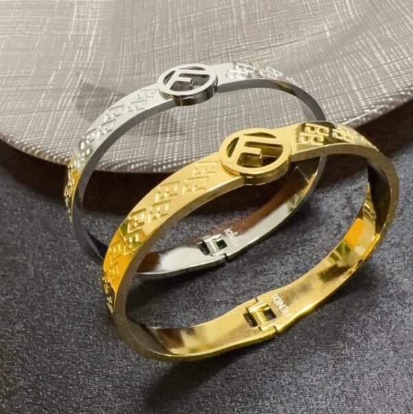 Stainless steel hollow F letter gold and silver Bracelet .JW01 - Image 6