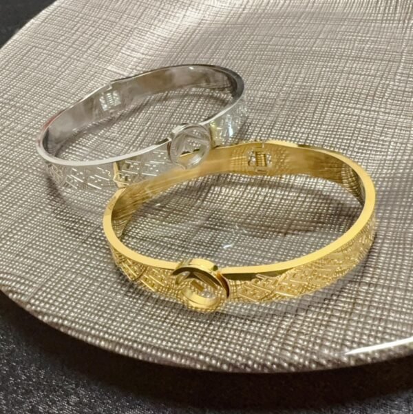 Stainless steel hollow F letter gold and silver Bracelet .JW01 - Image 7