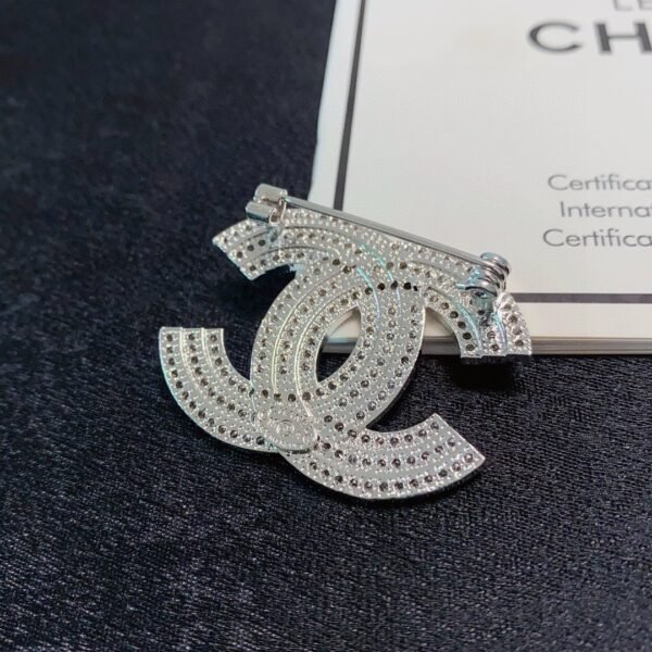 Latest Silver Full-diamond CC Brooch .JW01 - Image 5