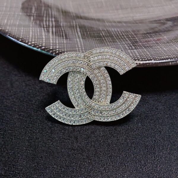 Latest Silver Full-diamond CC Brooch .JW01 - Image 7