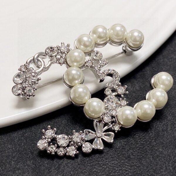 Silver Brooch with pearl and diamond CC .JW01 - Image 7