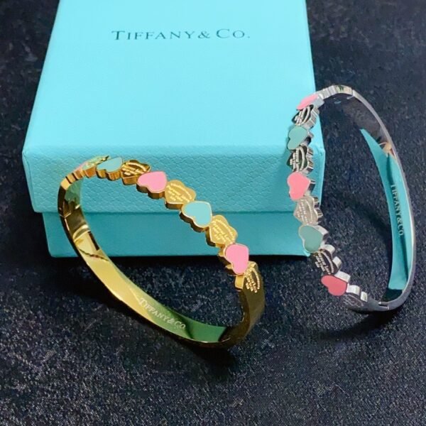 Multicolor Heart Carved Silver and Gold Bracelet .JW01 - Image 4