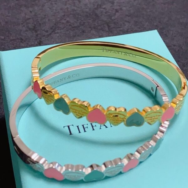 Multicolor Heart Carved Silver and Gold Bracelet .JW01 - Image 2