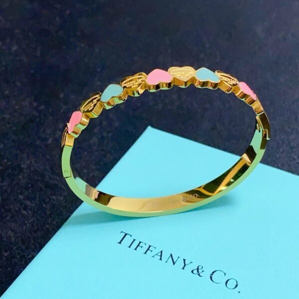 Multicolor Heart Carved Silver and Gold Bracelet .JW01 - Image 5