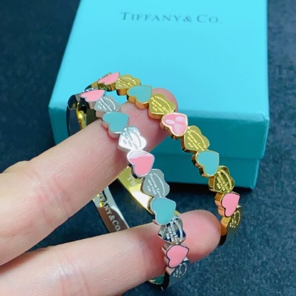 Multicolor Heart Carved Silver and Gold Bracelet .JW01 - Image 8