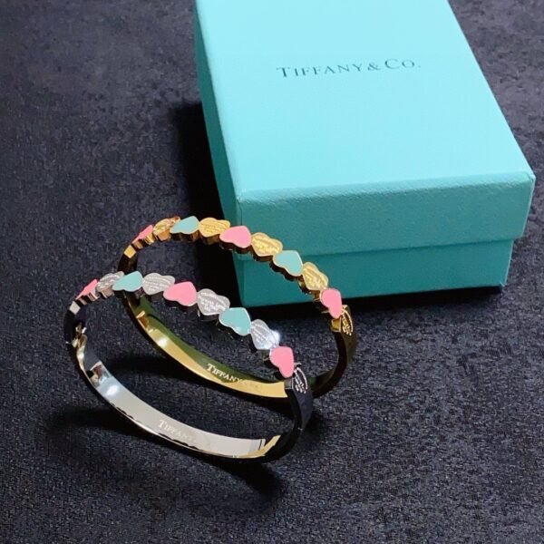 Multicolor Heart Carved Silver and Gold Bracelet .JW01 - Image 9