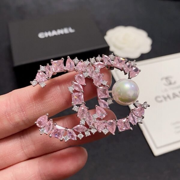Pink diamond and freshwater pearl Brooch .JW01 - Image 8