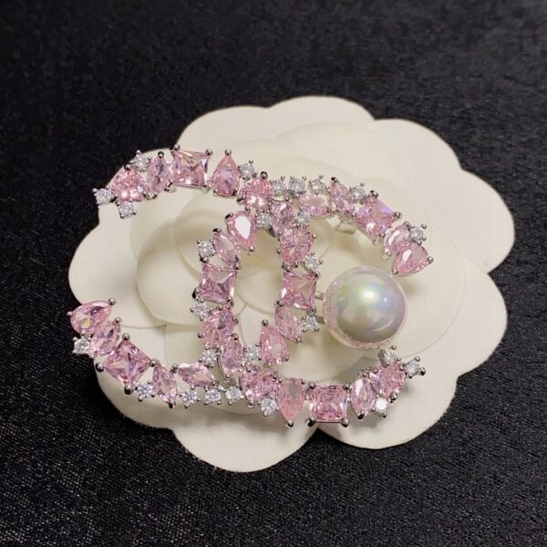 Pink diamond and freshwater pearl Brooch .JW01 - Image 6