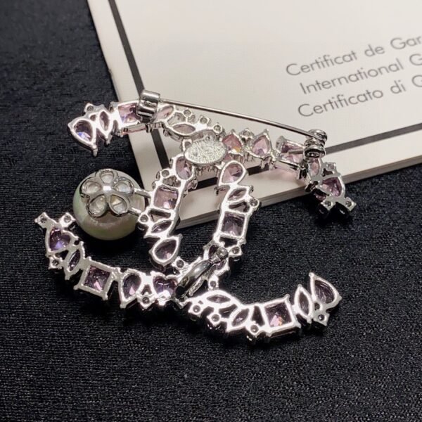 Pink diamond and freshwater pearl Brooch .JW01 - Image 5