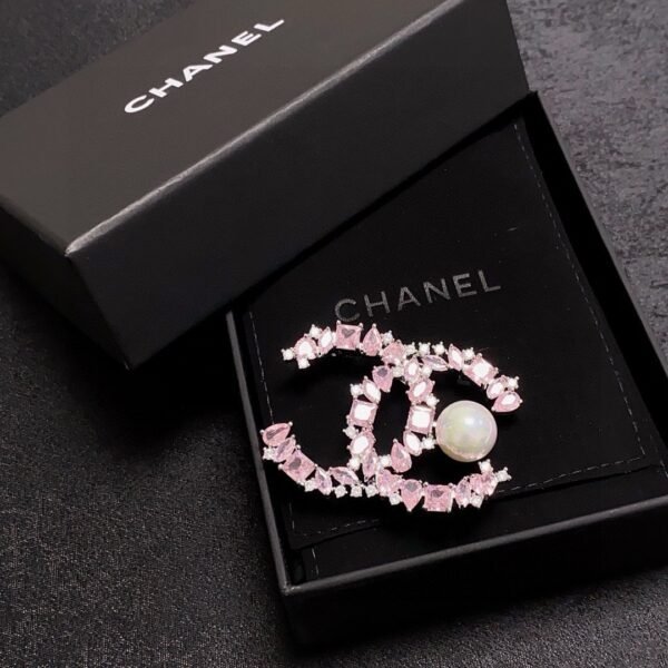 Pink diamond and freshwater pearl Brooch .JW01 - Image 4