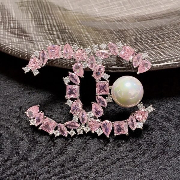 Pink diamond and freshwater pearl Brooch .JW01 - Image 3