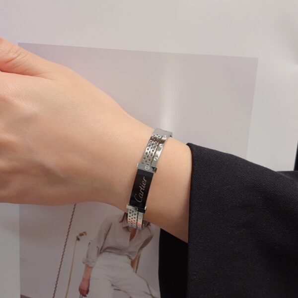 Logo engraved Gold plated Golden / Silver Bracelet .JW01 - Image 2