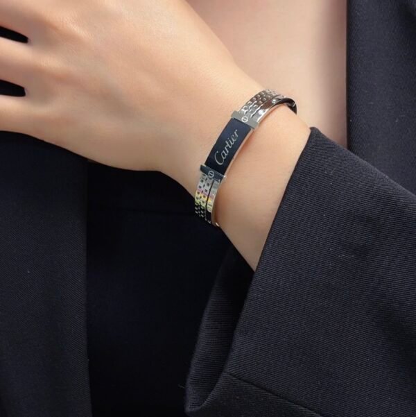 Logo engraved Gold plated Golden / Silver Bracelet .JW01 - Image 3