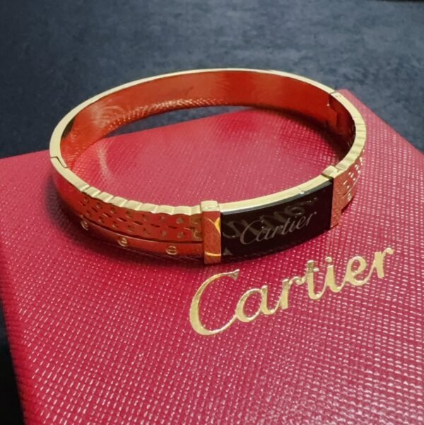 Logo engraved Gold plated Golden / Silver Bracelet .JW01 - Image 4