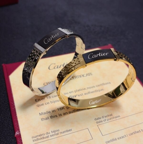 Logo engraved Gold plated Golden / Silver Bracelet .JW01 - Image 8