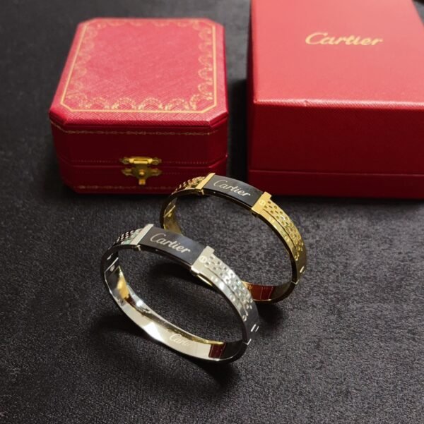 Logo engraved Gold plated Golden / Silver Bracelet .JW01 - Image 9