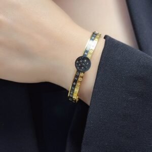 Dual color brand logo engraved Gold / Silver Bracelet .JW01