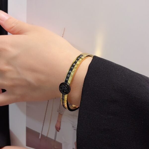 Dual color brand logo engraved Gold / Silver Bracelet .JW01 - Image 2