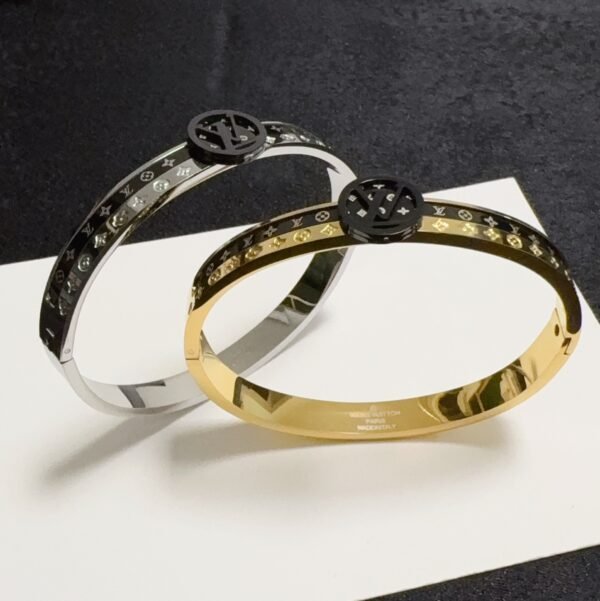 Dual color brand logo engraved Gold / Silver Bracelet .JW01 - Image 3