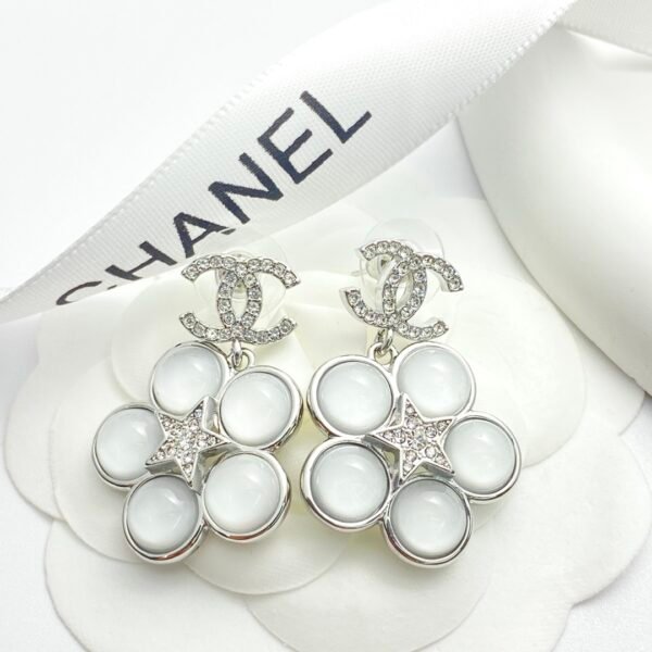 Silver Rhinestone Double C flower stud Earrings .JW01 - Image 3