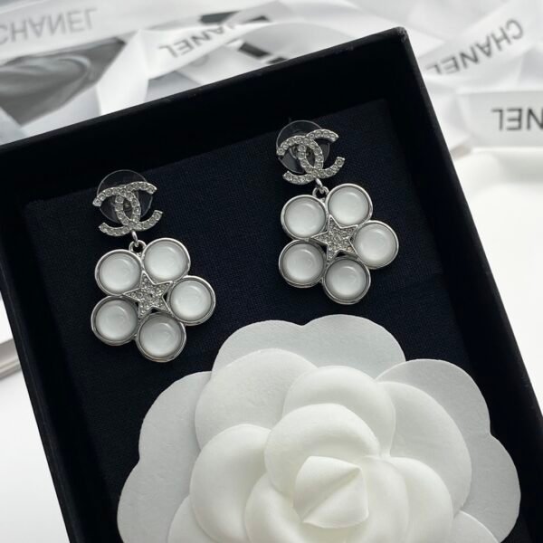 Silver Rhinestone Double C flower stud Earrings .JW01 - Image 4