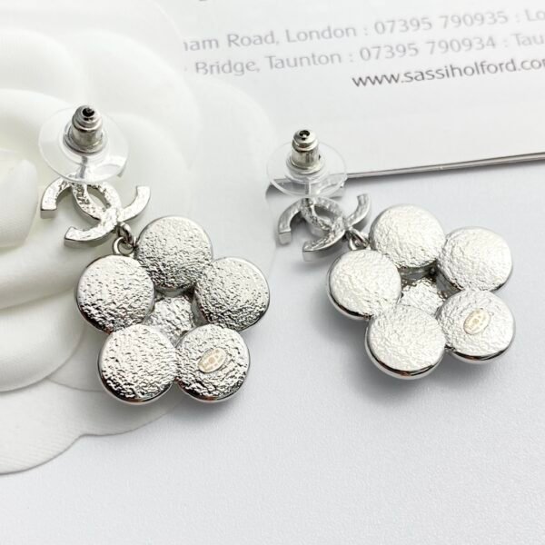 Silver Rhinestone Double C flower stud Earrings .JW01 - Image 5