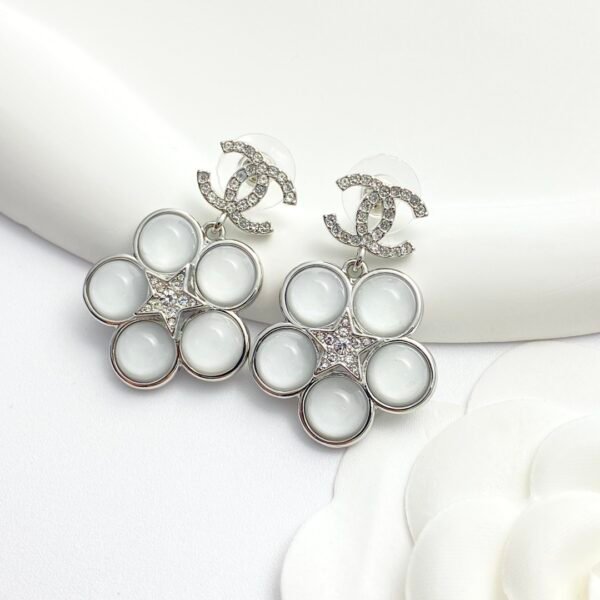Silver Rhinestone Double C flower stud Earrings .JW01 - Image 7