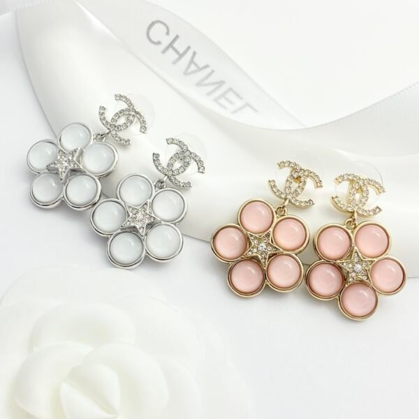 Silver Rhinestone Double C flower stud Earrings .JW01 - Image 8