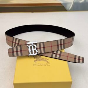 4cm Double sided first-layer cowhide printed stripes and plain pattern on the other side silver buckle Belt .