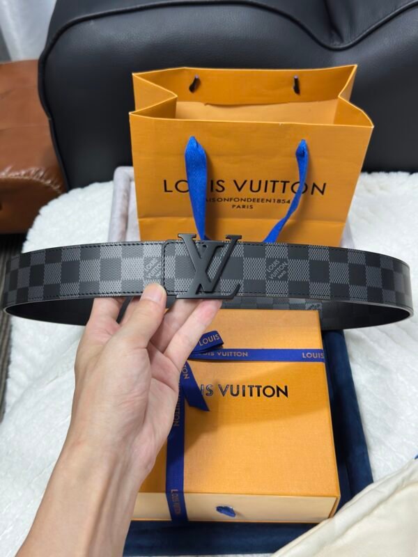 4cm Double-sided silk-screen checkerboard Black buckle belt. - Image 7