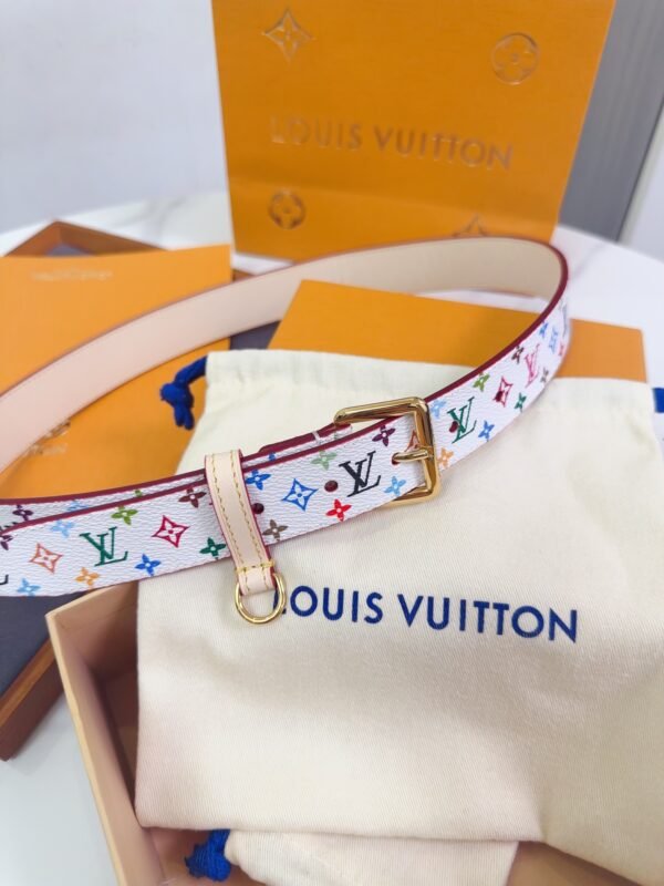 Colourful monogram pattern Golden metal buckle 3cm women's belt. - Image 4