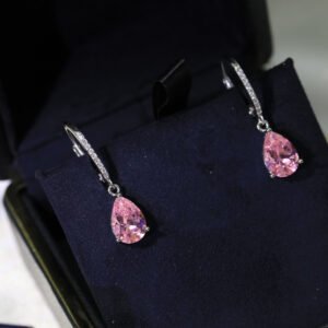 Water drop Diamond Earrings super thin face no logo sterling silver 925. JW01