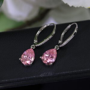 Alternative view of Water drop Diamond Earrings super thin face no logo sterling silver 925. JW01