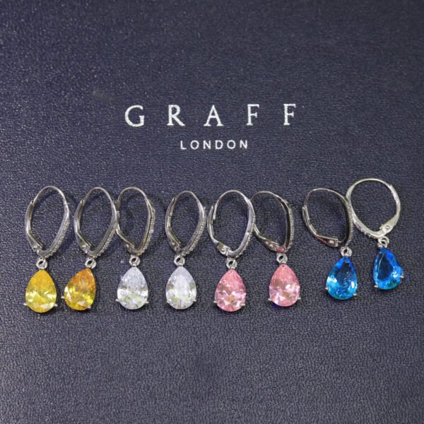 Water drop Diamond Earrings super thin face no logo sterling silver 925. JW01 - Image 4