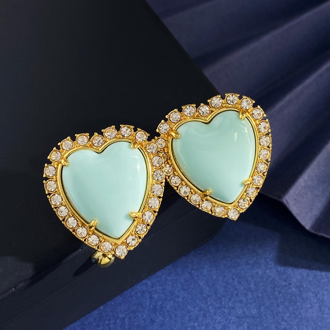 American light luxury Diamond Heart-shaped enamel Earrings.JW01 - Image 4