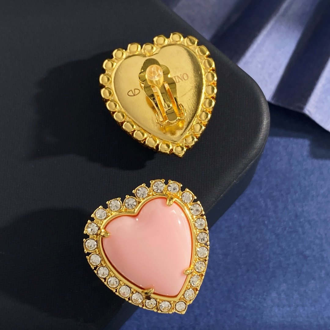 American light luxury Diamond Heart-shaped enamel Earrings.JW01 - Image 5