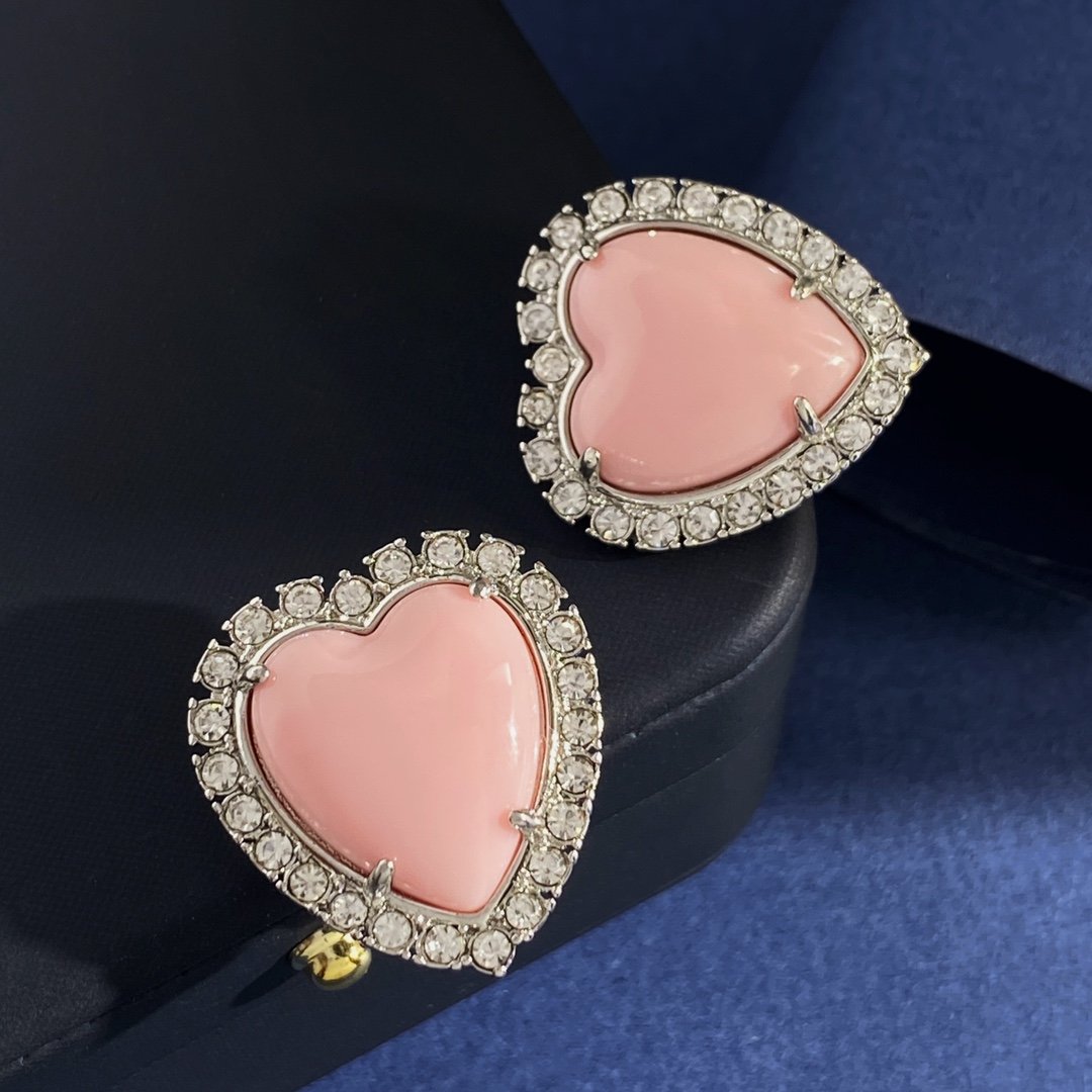 American light luxury Diamond Heart-shaped enamel Earrings.JW01 - Image 7