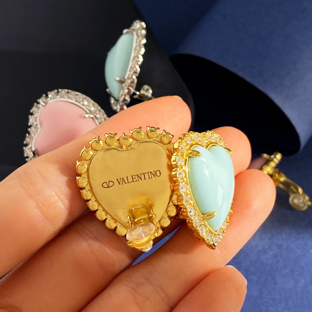 American light luxury Diamond Heart-shaped enamel Earrings.JW01 - Image 9